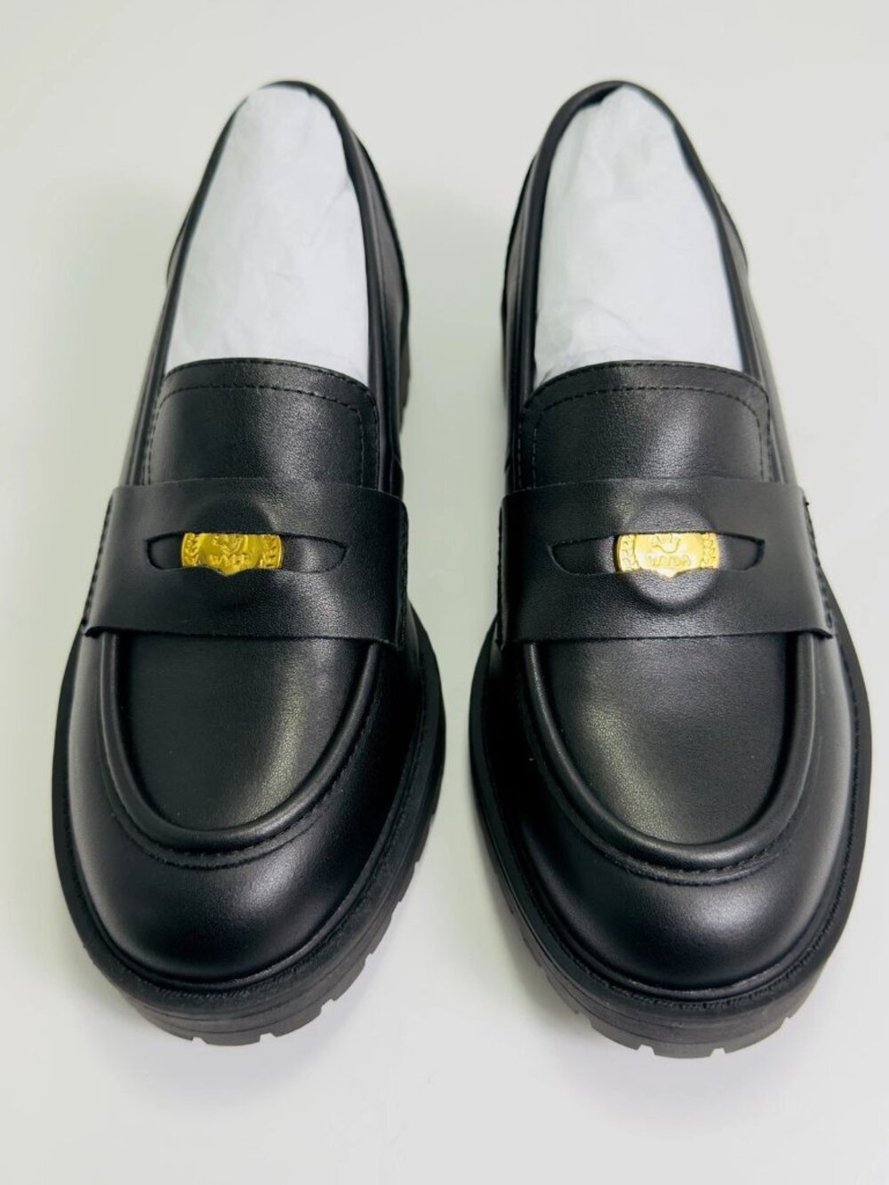 Wyder Studios Sam Lucky Penny Leather Loafers Women’s Black 6.5WW Wide NIB